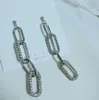 Rongho -merk Crystal Link Chain Long Earrings For Women Silver Rhinestone Brincos Femme Gift Fashion Bijoux 2018264u7628920