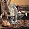 Miniatures assises sur le banc couple de mariages de mariage Figurines Garden Ornement Cartoon Boy Girl Doll Modern Home Decor