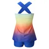 Women's Swimwear Women Set Print Swimsuit Beach Digital Bikini Split Suspender Large Postpartum For