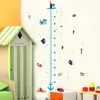 Autocollants muraux Mesure de hauteur de poisson coloré pour les enfants pour enfants décor de maison dessin animé de croissance animale décalcomanies Adhésif Murale