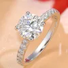 Luxury Moissanite Ring Jewelry 925 Sterling Silver Pass Test 1.5ct D Color Round Moissanite Diamond Ring for Girls Women Nice Gift Size 5-11