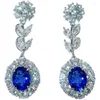 Boucles d'oreilles en peluche désir explosive flash artificiel royal sapphire célébrité 925 Silver High Carbon Diamond Luxury