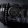 Orologi da polso 4pcs Simple Business Rest Tre Eyes Designer Digital Quartz Watch Fashion Trend Bracciale Set di braccialetti in pelle