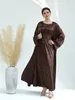 Vêtements ethniques Ramadan Eid Dubai Black Satin Abaya Turquie Islam Kimono Muslim Robes Ensembles de prière Vêtements pour femmes Kaftan Robe Femme