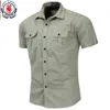 K6UZ Мужские платья рубашки Fredd Marshall New Mens военная рубашка мужчина короткие грузовые рубашки на 100% хлопковая повседневная сплошная рубашка карманная рубашка 55889 D240507