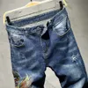 Vêtements de mode 2024 brodés True Religious Ripped Jeans Shorts Men des concepts Broidered Slim Ruffian Beau Pieds Casual Mens Small Jeans Designs