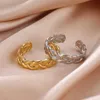 Wedding Rings Skyrim Stainless Steel Braid Twist Open Ring Women Gold Color Wedding Band Rings 2024 Kpop Party Jewelry Gift for Friends Lover