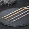 Joyas de Orsa Pulsera de tenis de circón de color rosa brillante 925 STERLING Silver 4 mm AAAA CZ Ajustable para mujeres Joyas de fiesta SB193 240423