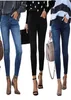 Smala jeans för kvinnor sträcker solid blå jeans kvinna smal fit denim blyerts byxor femmale streetwear jean byxor5985507