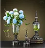 Vasen Europäische transparente Glas Vase Simulation Blumenarrangement Home Wohnzimmer Tisch Figuren Handwerk El Möbeldekoration