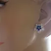 Stud Küpe Drlove Düğün Estetik Mavi/Beyaz Kübik Zirkonya Çiçek Tasarımı Kulak Deliren Yüksek Kaliteli Modaya Dönüş