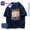 Футболка NASA Co Branded American Pure Cotton Youth Short Rideved For Fort для Mens Summer Fashion Универсальное и красивое дно с 5/4 рукавами