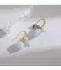 Boucles d'oreilles en peluche et pierre de pierre naturelle avec une boucle d'oreille à la main en eau douce avec un matet à poisson en laiton