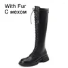 Boots Taoffen 2024 Arrivée Femmes Knee Real Leather Chaussures pour femmes hiver