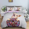 Conjuntos de cama Pet Animal Pet Duvet Conjunto de cães fofos abraçando roupas de cama de donut 3pcs para crianças edredom de cachorro 3d capa de poliéster de poliéster macio j240507