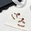 18K GOUD GOLD LUXury Brand Designers Dubbele letters Stud Ear Hook Geometrische beroemde vrouwen Crystal Rhinestone Pearl Earring Wedding Party Joodlry A1431
