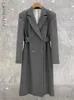 Abiti da donna Lanmrem Long blazer cappotto da donna con intatto a doppio petto di vestiti di moda a colori grigi 2024 autunno 2da5304