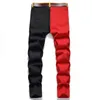 Jeans masculins 2022 New Mens Color Contrast Patchwork Ripped Jeans Men Straight Casual Denim Pantal