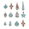 Colliers pendants Doreenbeads 20pcs Copper Bohemian Patine Cross Palm Vintage antique Charmes en métal bricolage Boucles d'oreilles Collier