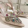 Rene Caovilla Slingbacks Designer Heels Dress Shoes Rhinestone High Heels Luxury Designer High-Heeled Wedding Dressディナーシューズ最高品質35-43