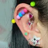 Boucles d'oreilles à goujons perles colorées douces et mignonnes grandes ongles à oreille à tige longue anti-sensibilité des boules de blocage de différentes couleurs