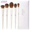 Borstar Jessup Face Borstes Set 5st Makeup Brushes Vegan Foundation Blush Bronzer Brush Contour Fluffy Seting Powder, Light Grey T493
