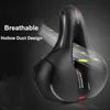 Hollow Breathable Bicycle Saddle Men Women MTB Road Bike Saddle Shock Absorbing Comfortable Big Butt Bike Seat Safety Warning 240507