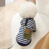 Dog Apparel Pet Clothes Striped Navy Wind Hoodies For Dogs Clothing Cat Small Cute Thin Messenger Bag Winter Chihuahua Products 2024