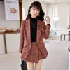 Vestidos de trabalho feminino perfumado tweed lã y2k terno blazer jackert cafet saia calça de duas peças