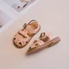 Unishuni Baby Girl Soft Sandal Toddler Kinderen Bowtie Zomerschoen Kind Pu Leather Comfort Dichtbij Sandel Pink Wit 1525 240429