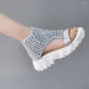 Casual Shoes Knitted Woolen Sandals For Women 2024 Fashion Polyurethane Women's Fish Mouth Thick Sole Student