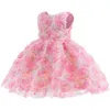 Robes de fille nouvelle robe de bébé rose sans manches sans manches de haute qualité robe princesse de princesse de fête d'anniversaire 1 à 6 ans de vêtements pour enfants 2405