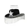 Berets Adult Sequins Star Cowboy Hats With Diamond Fringes For Disco Party Elegant Hat