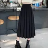 Jupes coréense de mode coréen jupe plissée femmes 2024 dos élastique haute taille longue femme preppy style une ligne école femme