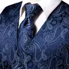 Hitie Navy Blue Mens Silk Silk Formale Paisley Giacca per giubbot Cravatta per soffionni set per abiti da maschio Abito da matrimonio festa di matrimonio 240507