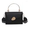 Bag Color Block PU Leather Crossbody Bags For Women 2024 Chain Handbags Metal Top Handle Classic Shoulder Small Totes Bolsos
