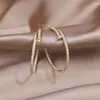 Hoop Earrings French Selling Fashion Jewelry 14K Gold Plated Simple Big Round Zircon Luxury Women's Wedding Party Accessories