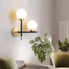 Lampada a parete Decorazione del comodino in vetro nordico illuminazione a LED in oro nero per la camera da letto corridoio balcone a sinistra e destra destro