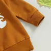 Kledingsets Kid Girls Pants Set Letters Print Sweatshirt met pompoenbloemflare broek Halloween -kleding H240508