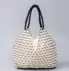 Women Crossbody Bag Gold silver bright paper ropes hollow woven handbag cotton lining straw bag female Reticulate handbag netted beach bag For Girls Party Cluth Bags