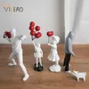 Vilead Banksy Sculpture Collection Flower Drower 조각상 팝 아트 현대 풍선 소녀 입상 사무실 장식 거리 240507