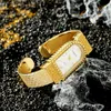 Gold Watch Women Fashion Bracelet Watch Dial Square Strap Strap Ladies Casual Quartz Clock Ladies Wristwatch