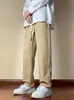 Pantaloni da uomo semplicità casuale di grandi dimensioni solide khaki cotone cotone pantaloni larghi per teenage classico dritto