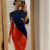 Lässige Kleider Designer -Kleiderstil Polyester gedrucktes langes Kleid sexy Rückenless Langarm gekleidet Plus Size Kleider