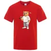 -Shirts beyefendi oyuncak ayı playgolf erkek tişörtleri yaz pamuklu ter tişörtleri nefes alabilir gevşek kıyafetler hip hop kısa kol 2024 j240506