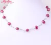 Ketten 6-8 mm unregelmäßiger eleganter schwarz rosa blau rotes Süßwasserperlen Halskette Exquisite klassischer Schmuck 16 "für Frauenpartyjubiläum