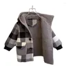 Vestes Fulne d'hiver d'automne pour garçons Trench pour enfants Vêtements de 2 à 10 ans à capuche à capuche à plaid à coudre