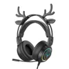 Headsets 3D Surround Sound Girl Cute Ear Volume Control Gift with Detachable Deer Ear Line Game Head RGB Backlight Universal J240508