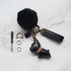 Designer Bulldog Keychain Leather Tassel Car Keyring Buckle Fluffy Pompom Bag Dog Hangers voor sleutel