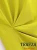 Lässige Kleider Trafza Vintage Chic Frauen Kleid gelbe fester O-Neck Reißverschluss ärmellose gerade Vestidos Mode 2024 Frühlings Sommer